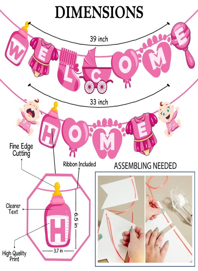 Zyozique Baby Girl Welcome Home Decoration Kit Paper Banner with Balloons for Baby Shower / Welcome Party / Birthday Party Supplies - Image 4